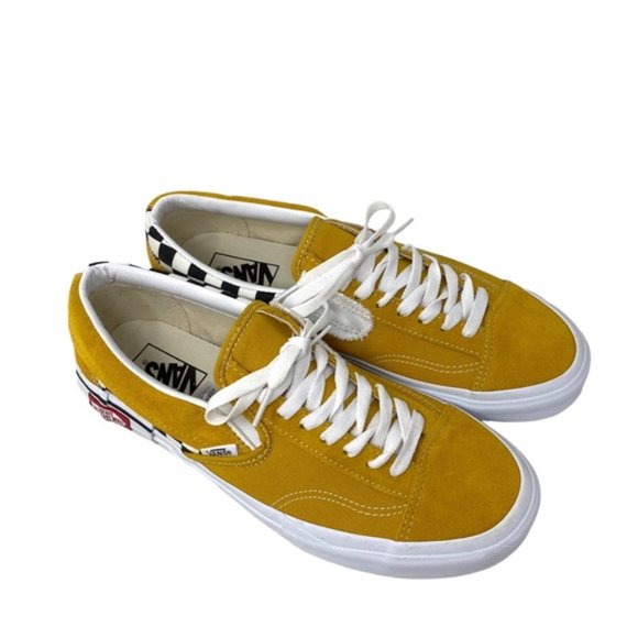 VANS Slip On Sneakers Yellow Suede Check Shoes For Men Skate Custom ALSU01256 - Picture 6 of 11